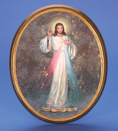 Divine Mercy wooden oval wall plaque – St. Anthony's Catholic Gift Shop