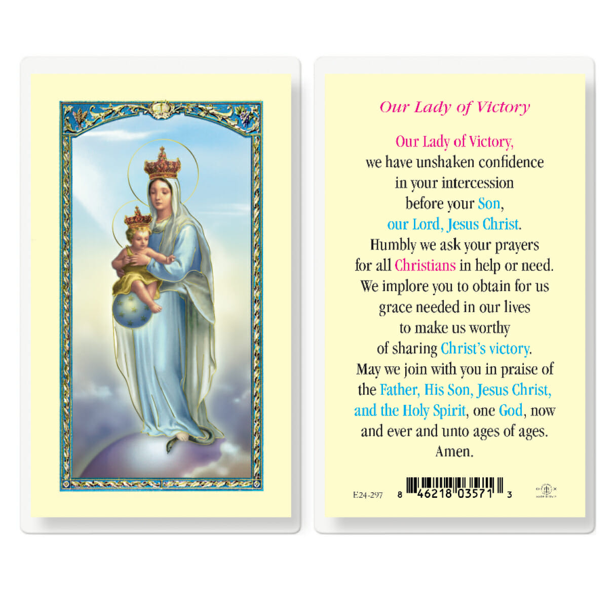 Our Lady Of Victory Prayer Holy Card St Anthonys Catholic T Shop