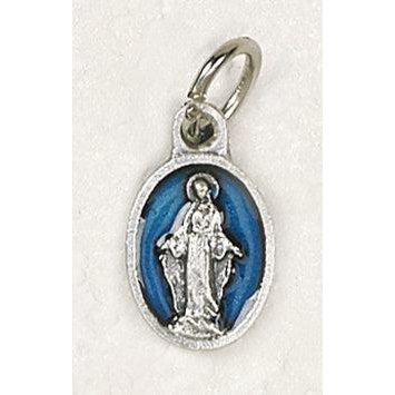 Miraculous Medal - Blue Enamel Pendant - Virgin Mary - Catholic Gifts