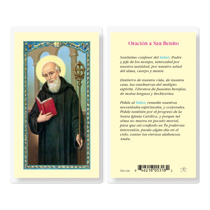 Oracion A San Benito Estampita - St. Benedict Holy Card
